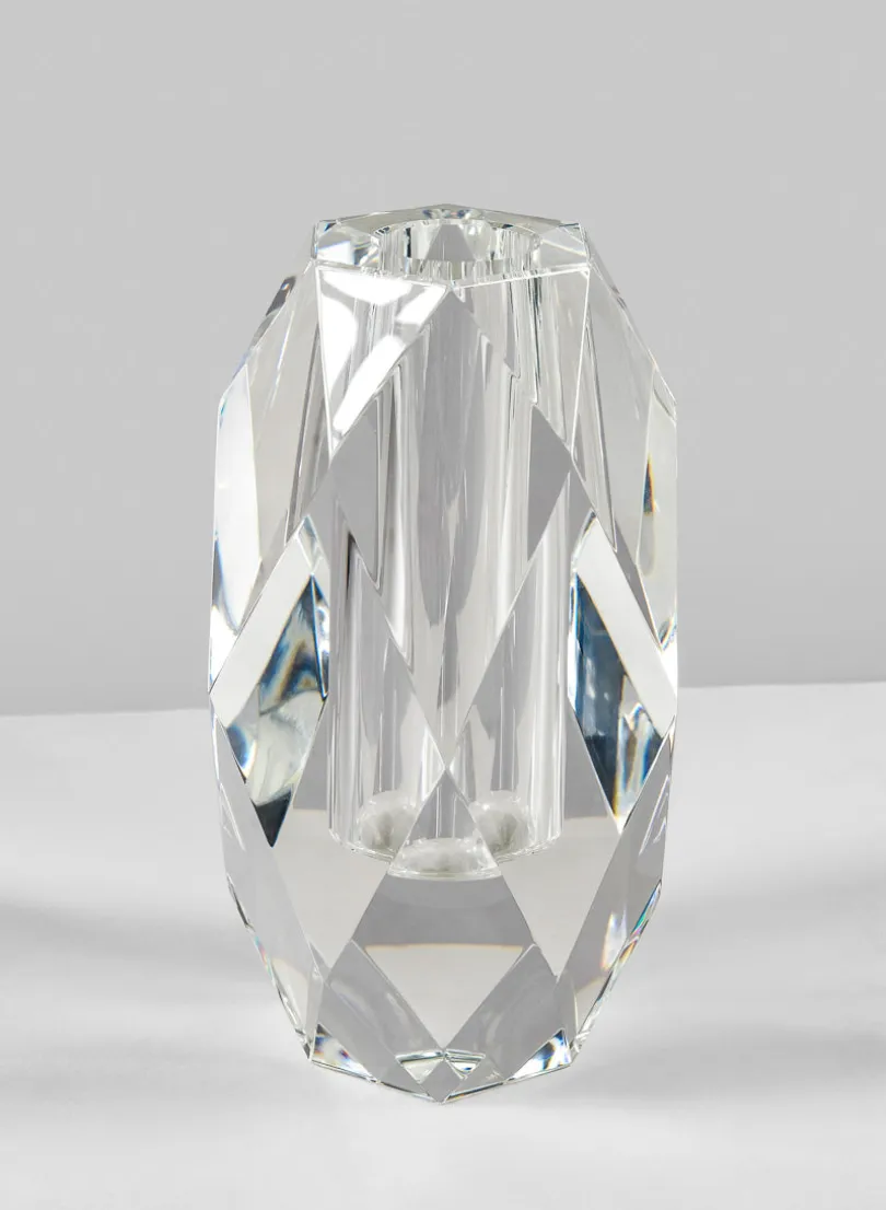 6in Tall Diamond Cut Crystal Glass Vase