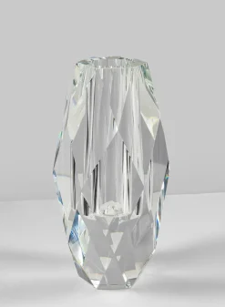 9.5in Tall Diamond Cut Crystal Glass Vase