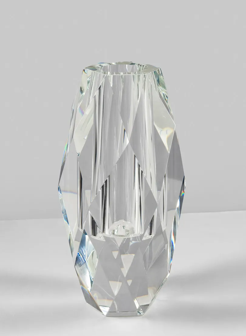 9.5in Tall Diamond Cut Crystal Glass Vase