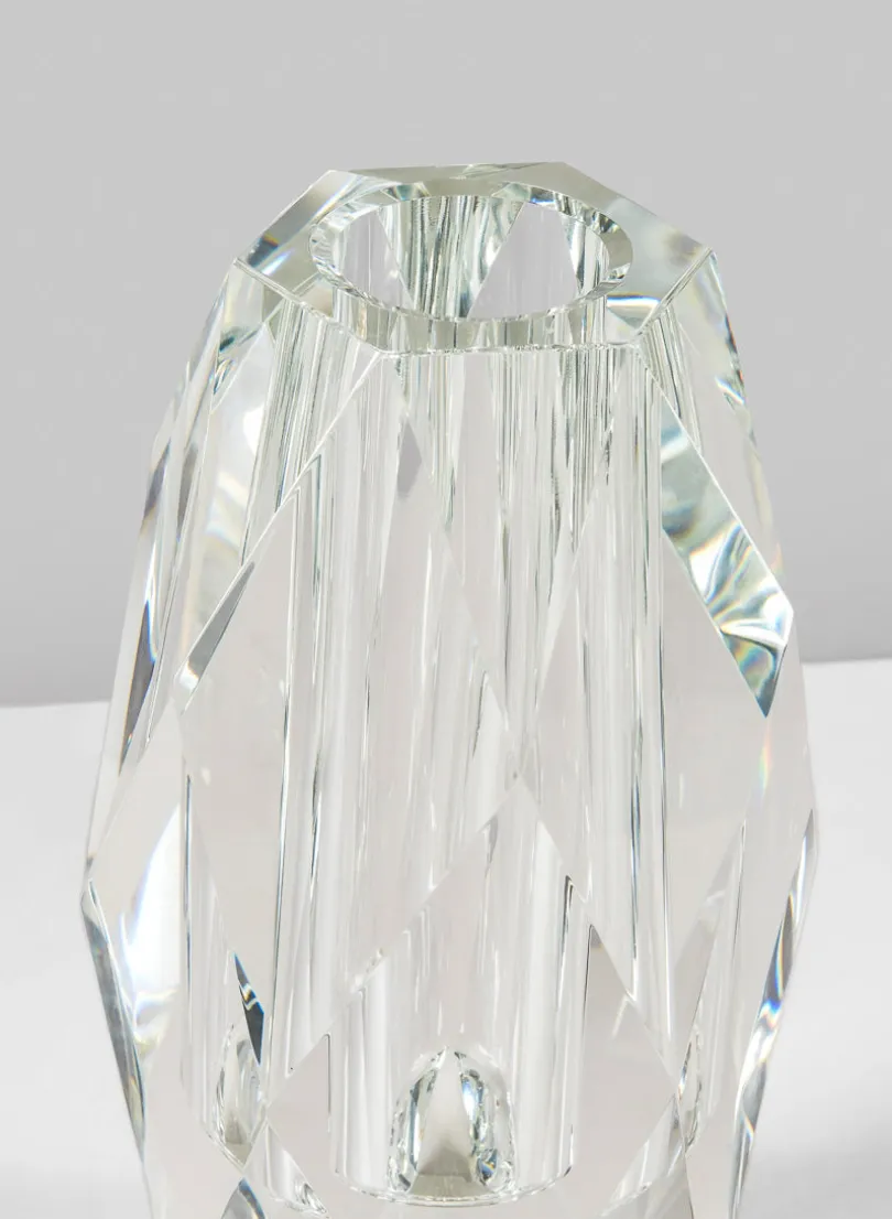 9.5in Tall Diamond Cut Crystal Glass Vase