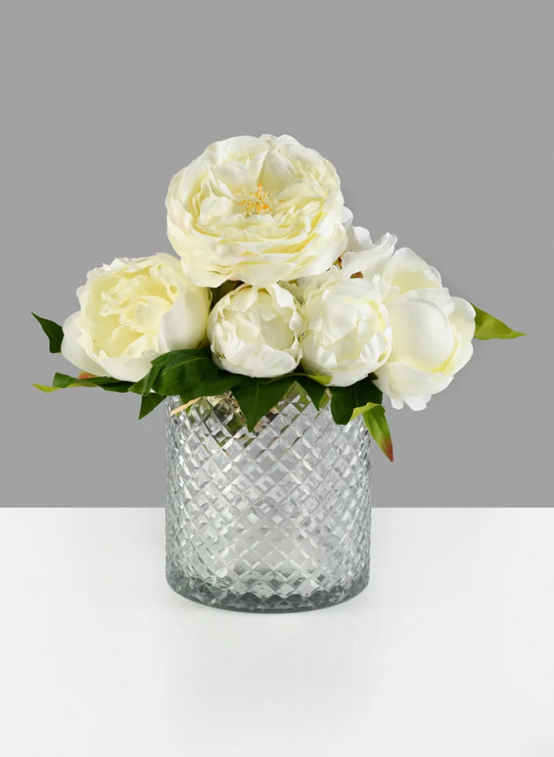 6in Tall Diamond Cut Glass Cylinder