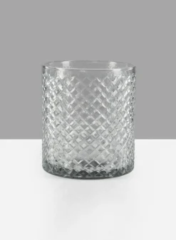 6in Tall Diamond Cut Glass Cylinder