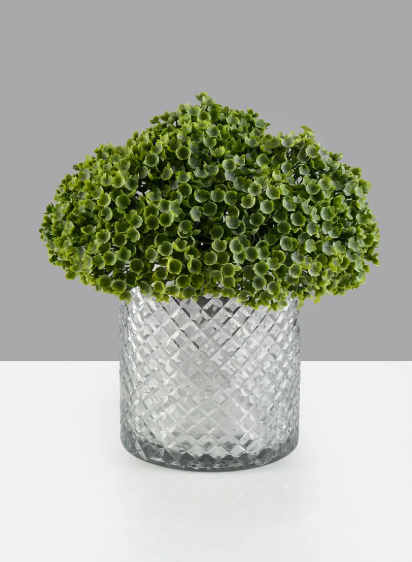 6in Tall Diamond Cut Glass Cylinder