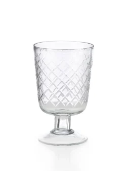 5in Tall Diamond Cut Glass Pedestal Vase