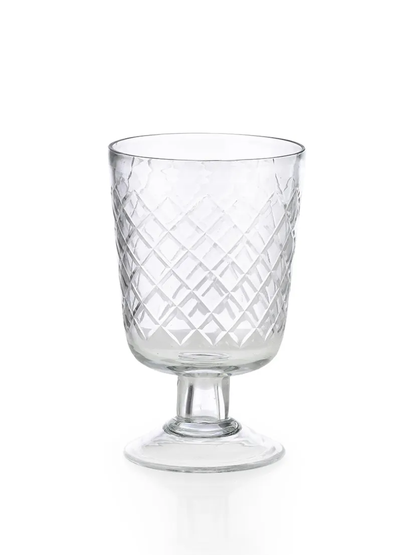 5in Tall Diamond Cut Glass Pedestal Vase