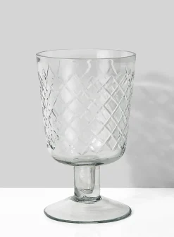 5in Tall Diamond Cut Glass Pedestal Vase