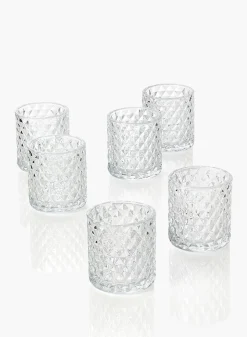 3.5in Tall Diamond Glass Votive Holder