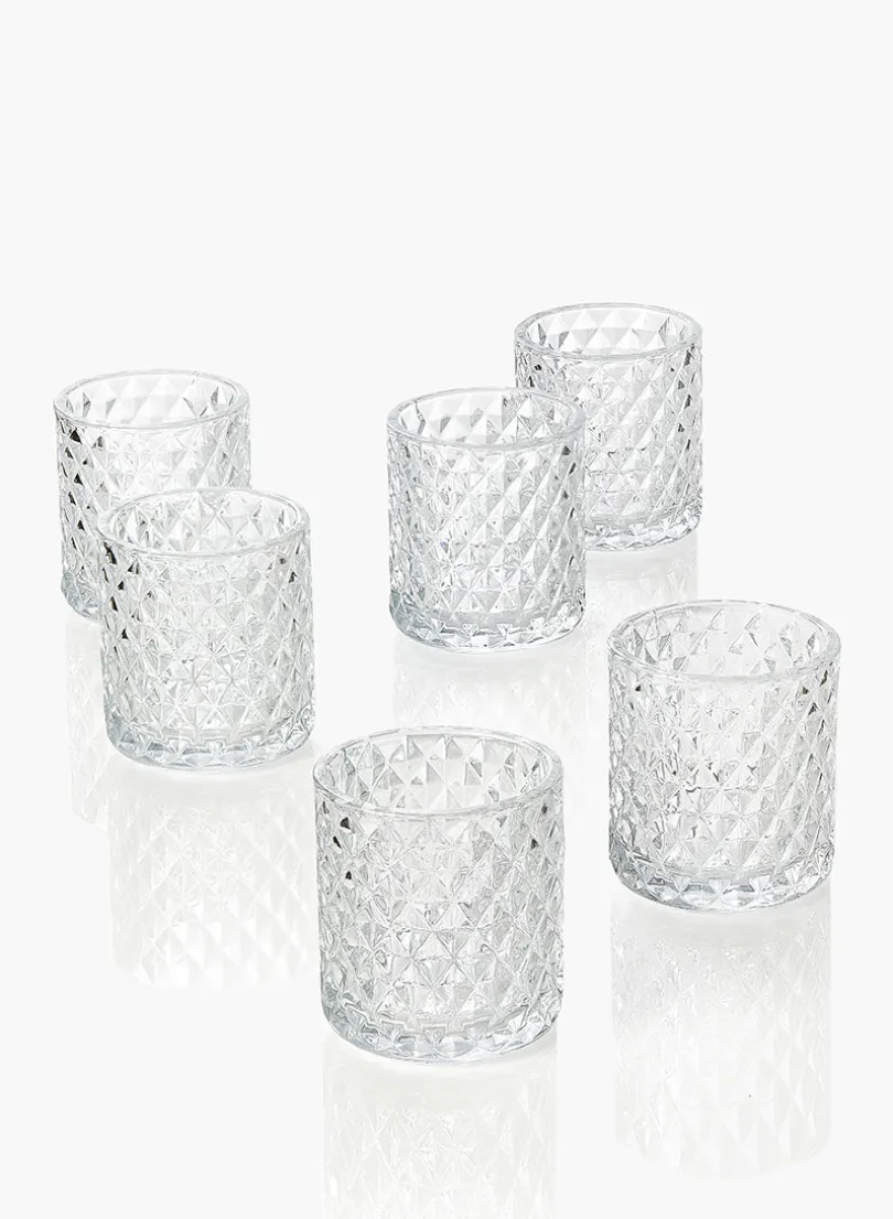 3.5in Tall Diamond Glass Votive Holder