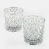 3.25in Tall Diamond Glass Votive, Set of 2