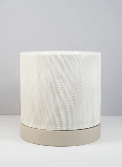 9.25in Tall Diamond Relief Ceramic Pot & Saucer