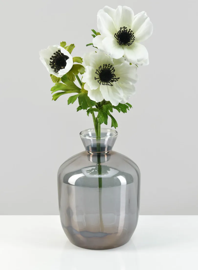 7in Tall Dijon Grey Luster Glass Vase