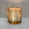 3.5in Tall Dwarika Glass Candleholder, Old Gold