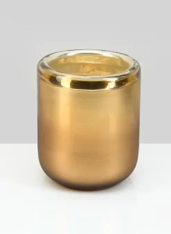 6in Tall Ebba Hand Blown Gold Glass Candleholder