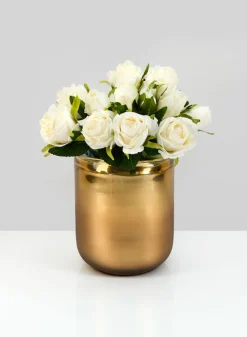 6in Tall Ebba Hand Blown Gold Glass Candleholder