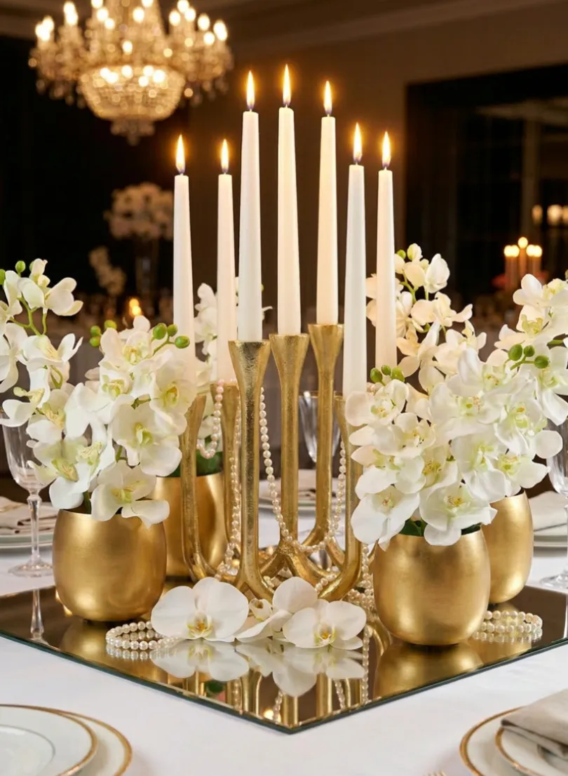 8.25in Tall Eglise Seven Light Metal Candle Stand
