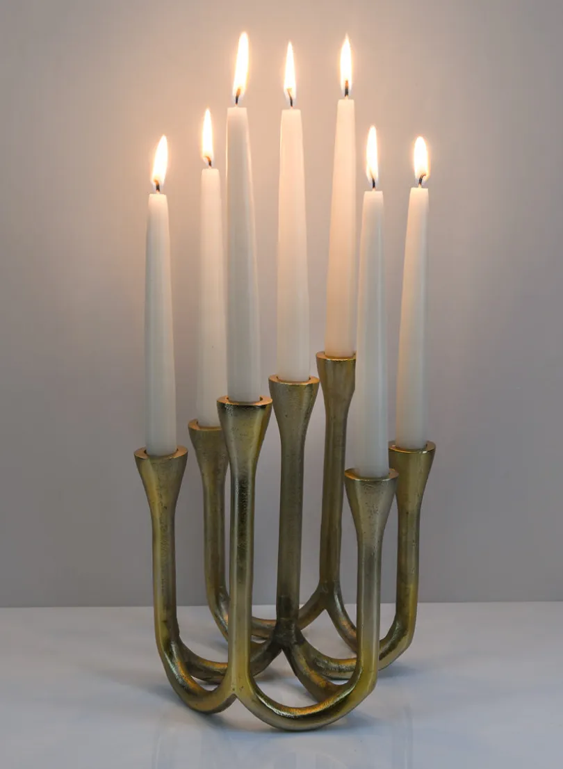 8.25in Tall Eglise Seven Light Metal Candle Stand