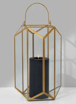 11in Tall Emerald Cut Glass Lantern
