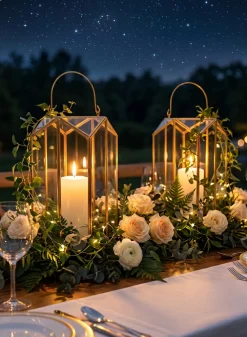 11in Tall Emerald Cut Glass Lantern