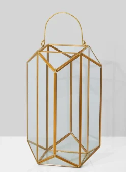 11in Tall Emerald Cut Glass Lantern