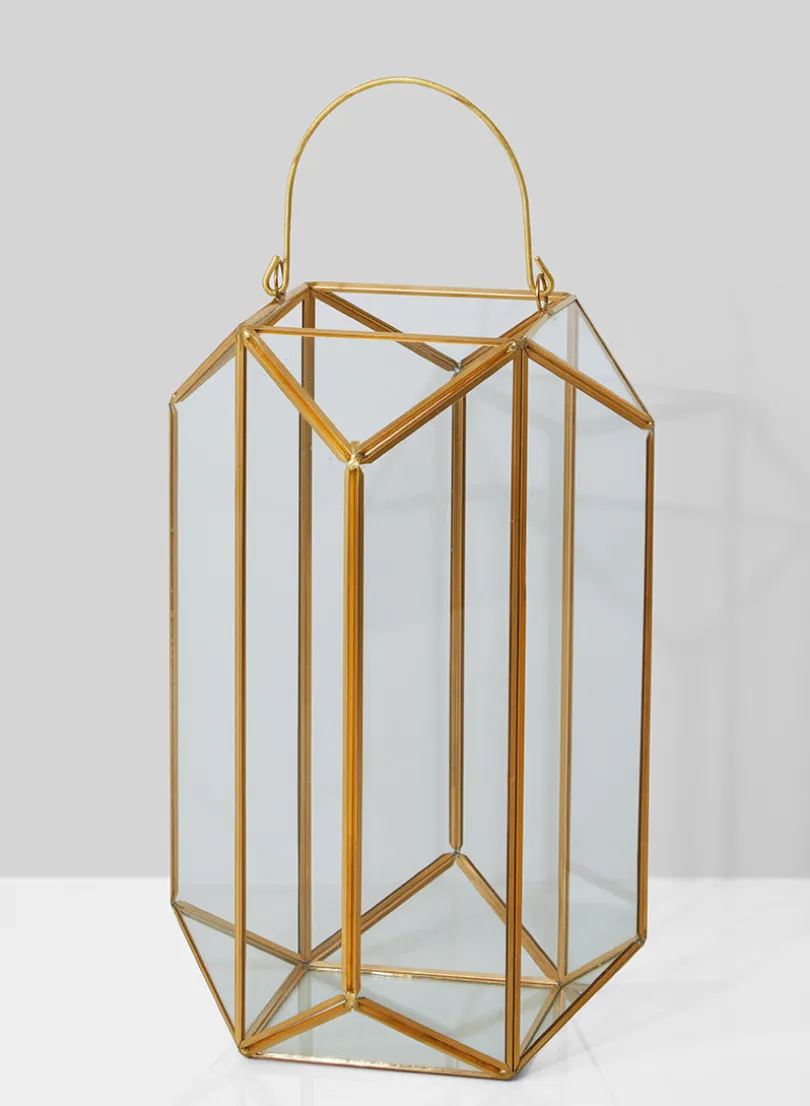 11in Tall Emerald Cut Glass Lantern