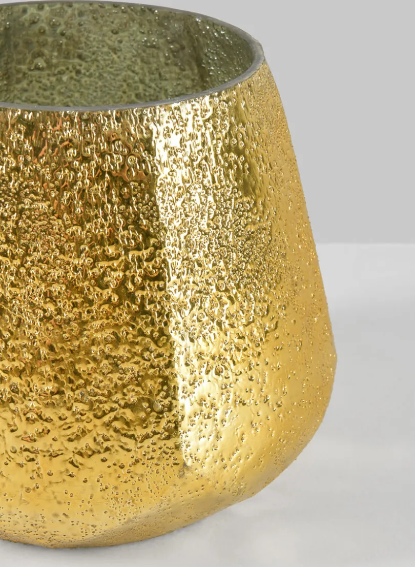 6in Tall Equinox Artisan Shimmer Gold Tone Glass Holder