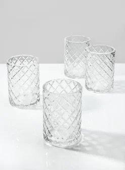 4.75in Tall Etched Glass Votive Holder, Set of 4