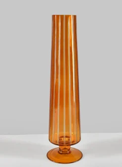 13in Tall Faris Amber Pedestal Glass Vase