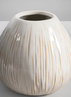 4.5in Tall Faro Aged White Ceramic Vase