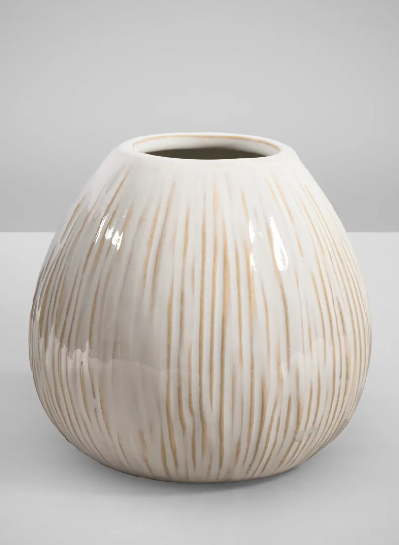 4.5in Tall Faro Aged White Ceramic Vase