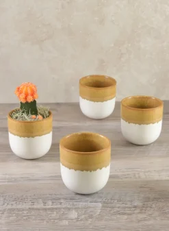 4in Tall Fermier Ceramic Cache Pot, Set of 4