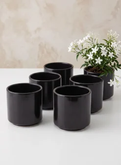 3.5in Tall Florist Choice Gloss Black Ceramic Cylinder, Set of 6