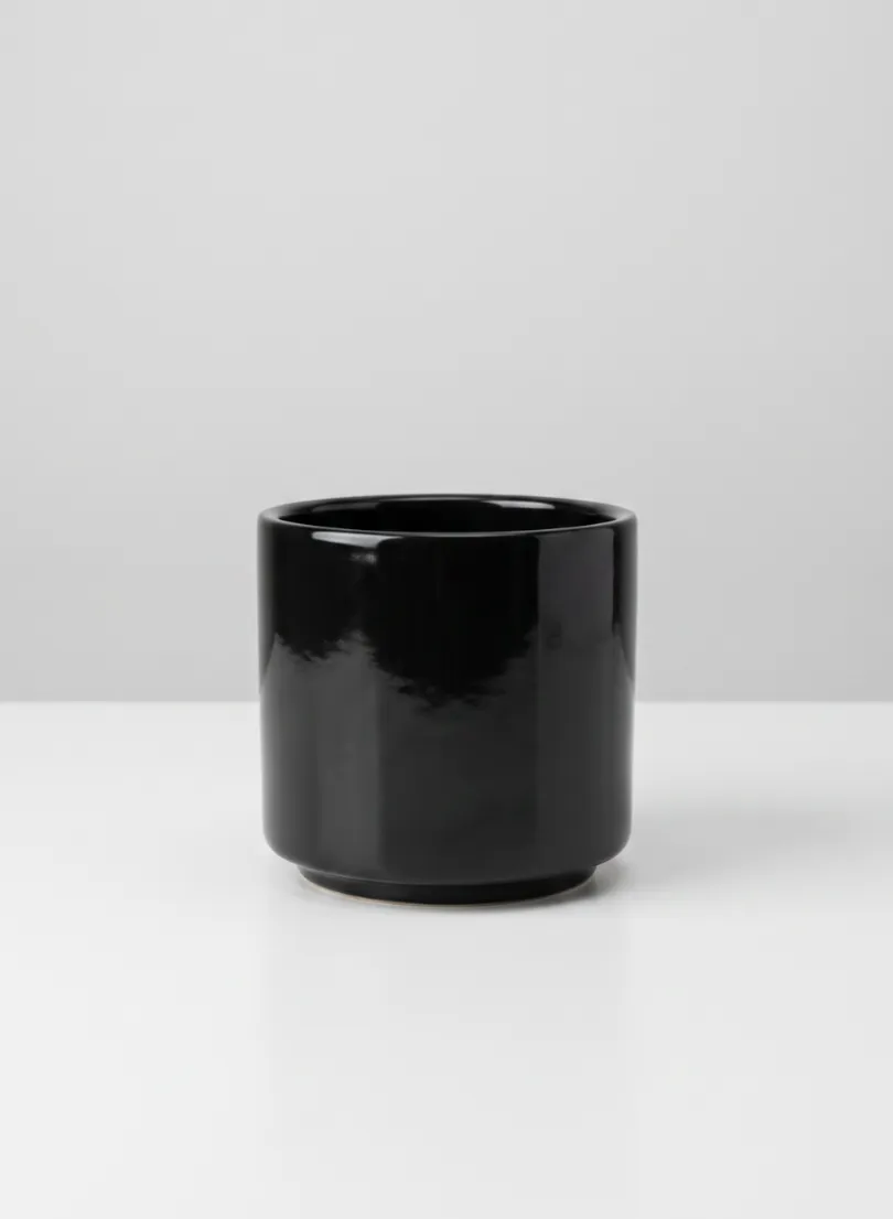 3.5in Tall Florist Choice Gloss Black Ceramic Cylinder, Set of 6
