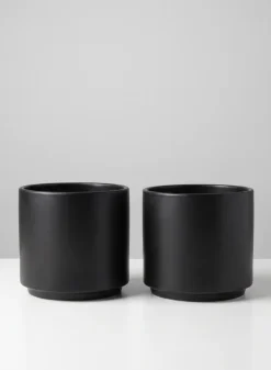 5.25in Tall Florist Choice Matte Black Ceramic Cylinder, Set of 2