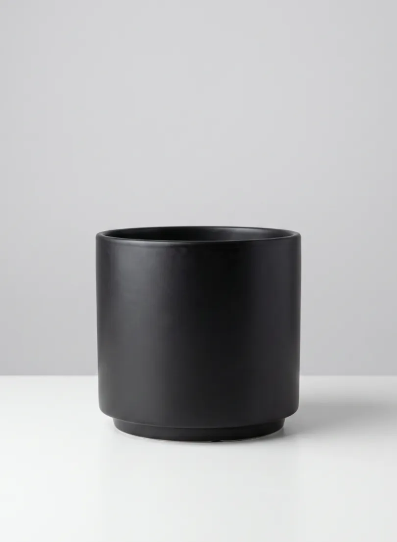 5.25in Tall Florist Choice Matte Black Ceramic Cylinder, Set of 2