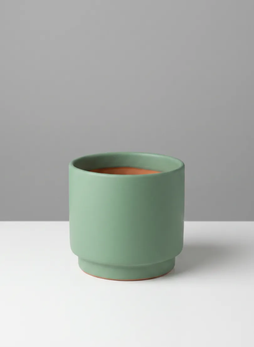 4in Tall Florist Choice Matte Teal Green Ceramic Cachepot, Set of 6