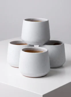 4in Tall Florist Choice Matte White Bell Ceramic Cachepot, Set of 4