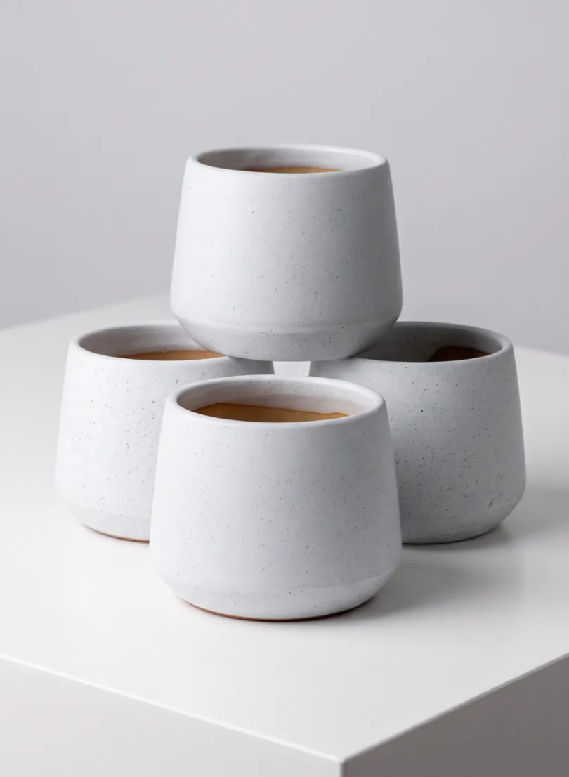4in Tall Florist Choice Matte White Bell Ceramic Cachepot, Set of 4