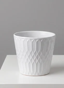 4.5in Tall Florist Choice White Ceramic Cachepot, Set of 4