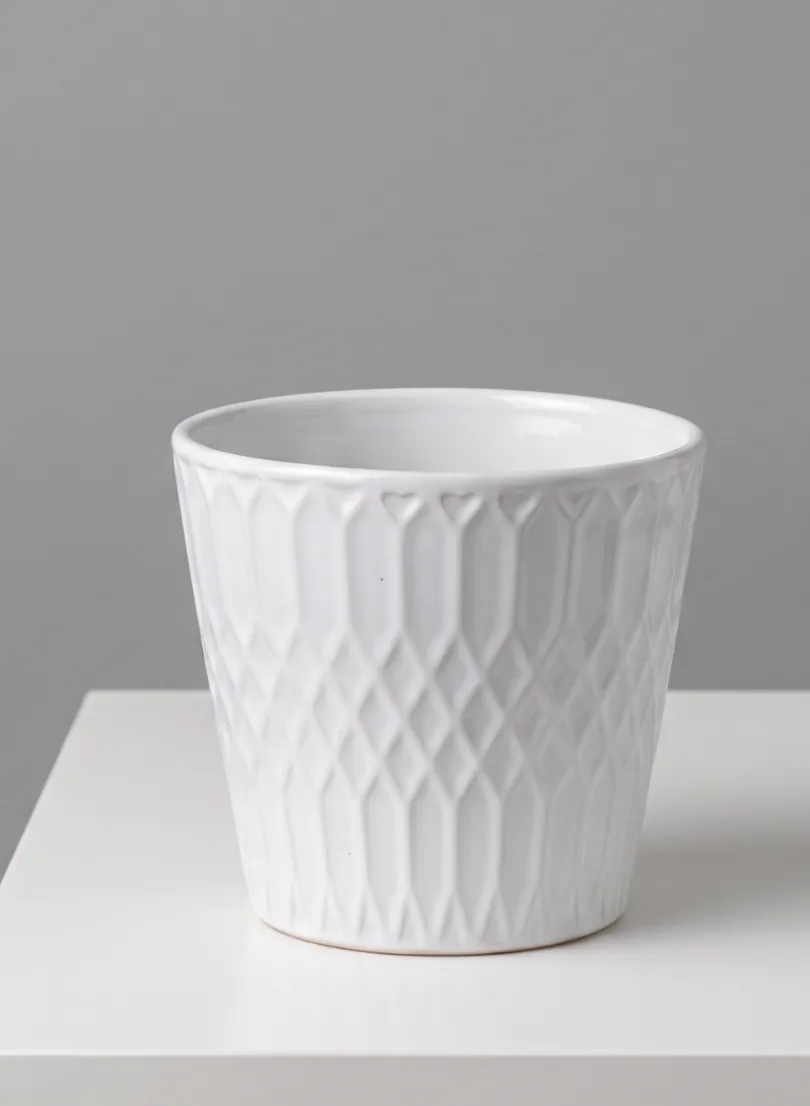 4.5in Tall Florist Choice White Ceramic Cachepot, Set of 4