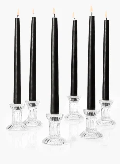 3in Tall Fluted Glass Candlestick, Set of 6