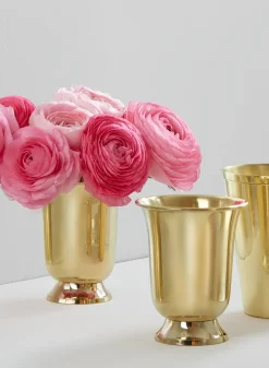 4.75in Tall Footed Brass Vase