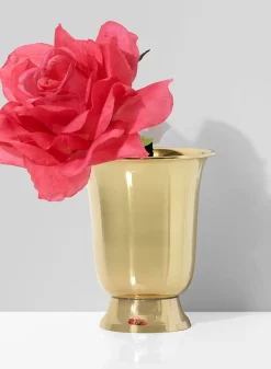 4.75in Tall Footed Brass Vase