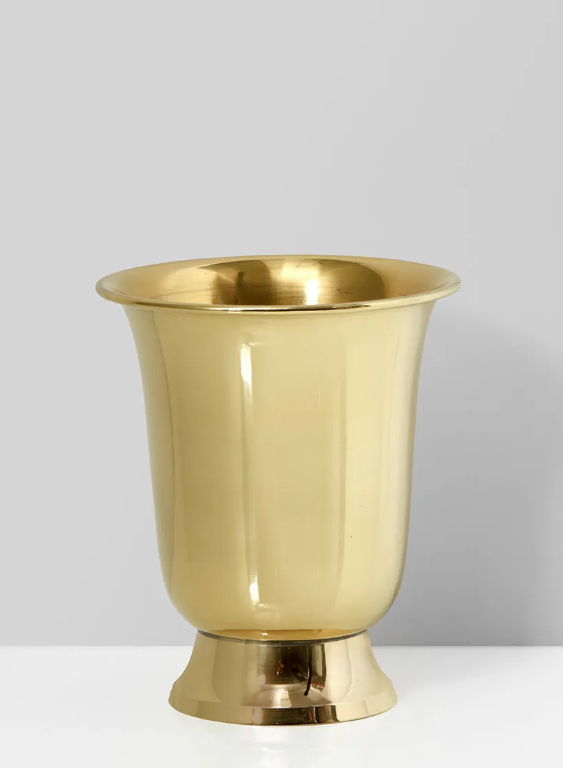 4.75in Tall Footed Brass Vase
