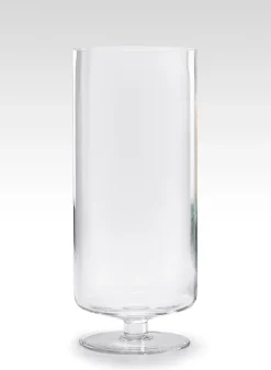14in Tall Footed Hurricane Glass Vase