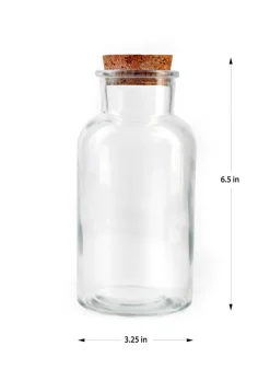 6.5in Tall Glass Bottle With Cork, Set of 2