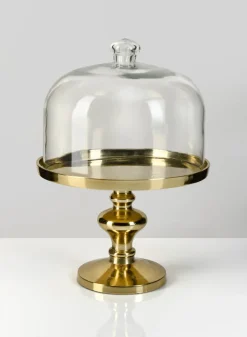 11in Tall Glass Dome With Gold Stand