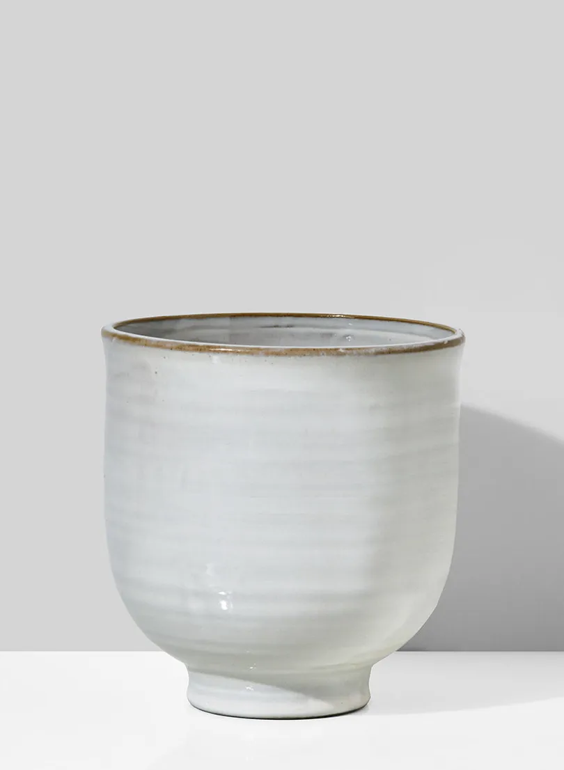 6in Tall Glazed Ceramic Pedestal Vase