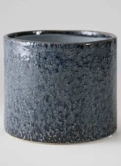 4.5in Tall Glaze Old Blue Ceramic Cylinder Vase