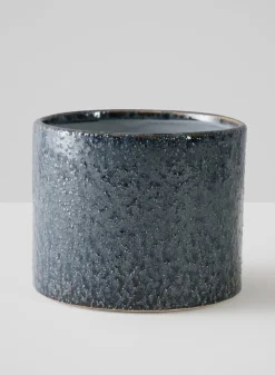 4.5in Tall Glaze Old Blue Ceramic Cylinder Vase