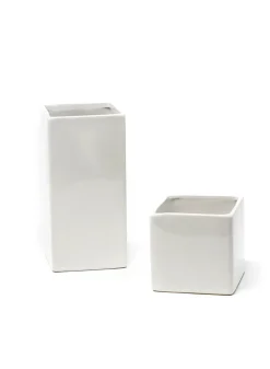 3in Tall Gloss White Ceramic Cube, Set of 4